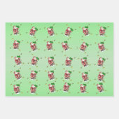 Frohe Weihnachten Weihnachtsmänner Bäume Bögen Grü Geschenkpapier Set (Vorderseite 3)