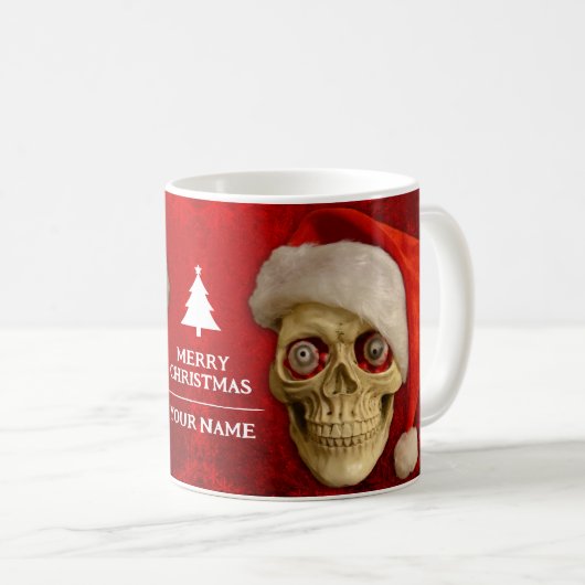 Frohe Weihnachten. Weihnachtsmannmütze Kaffeetasse (VorderseiteRechts)