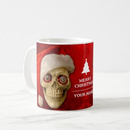 Frohe Weihnachten. Weihnachtsmannmütze Kaffeetasse (Vorderseite Links)