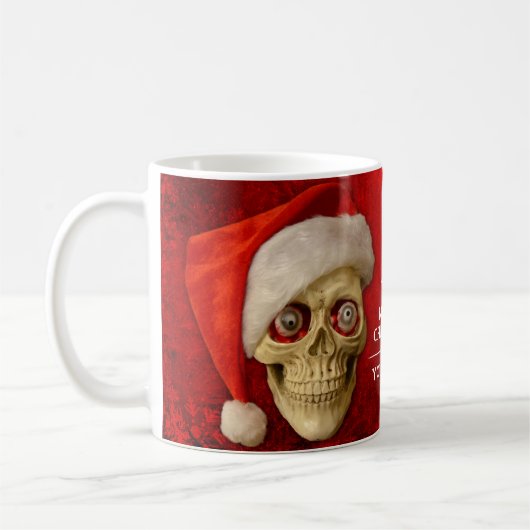 Frohe Weihnachten. Weihnachtsmannmütze Kaffeetasse (Links)