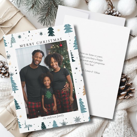 Frohe Weihnachten! Weihnachtsmuster, einfaches Fot Feiertagskarte