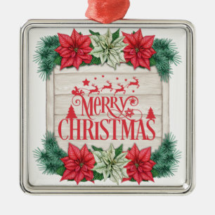 Frohe Weihnachten Weihnachtsstern Blumen  Ornament Aus Metall