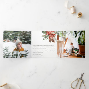 Frohe Weihnachten Weihnachtsstern Kiefer 3 Foto Aq Dreifach Gefaltete Urlaubskarte