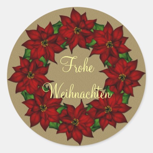 Frohe Weihnachten - Weihnachtsstern Motiv Runder Aufkleber (Vorderseite)