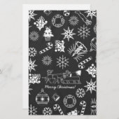 Frohe Weihnachten Weihnachtsymbole, Schwarz und We Briefpapier (Vorne/Hinten)