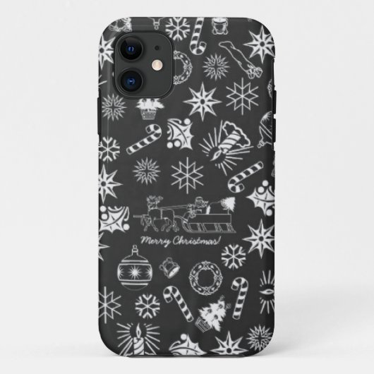 Frohe Weihnachten Weihnachtsymbole, Schwarz und We Case-Mate iPhone Hülle (Rückseite)