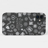 Frohe Weihnachten Weihnachtsymbole, Schwarz und We Case-Mate iPhone Hülle (Rückseite (Horizontal))