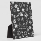 Frohe Weihnachten Weihnachtsymbole, Schwarz und We Fotoplatte (Seite)