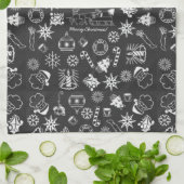 Frohe Weihnachten Weihnachtsymbole, Schwarz und We Handtuch (Gefaltet)