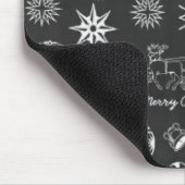 Frohe Weihnachten Weihnachtsymbole, Schwarz und We Mousepad (Ecke)