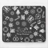 Frohe Weihnachten Weihnachtsymbole, Schwarz und We Mousepad (Vorne)
