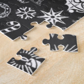 Frohe Weihnachten Weihnachtsymbole, Schwarz und We Puzzle (Seite)