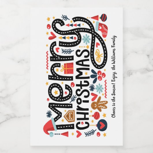 Frohe Weihnachten Weinetikett (Einzelnes Label)