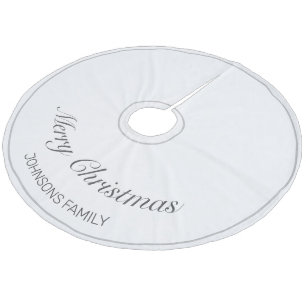 Frohe Weihnachten Weiß Minimalistisch Moderne Fleece Weihnachtsbaumdecke