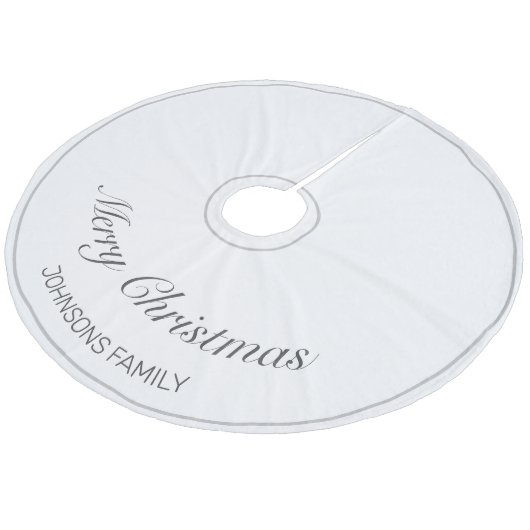 Frohe Weihnachten Weiß Minimalistisch Moderne Fleece Weihnachtsbaumdecke (Schrägansicht)