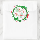 Frohe Weihnachten Weiß, Red Green Polka Dots Runder Aufkleber (Tasche)