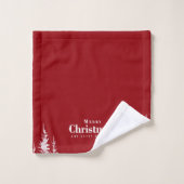 Frohe Weihnachten Weiße Bäume Badhandtuch Set (Waschlappen)