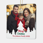 Frohe Weihnachten Weiße Bäume Familie Foto Custom Keramikornament (Links)