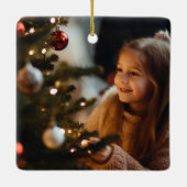 Frohe Weihnachten Weiße Bäume Familie Foto Custom Keramikornament (Rückseite)