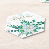 Frohe Weihnachten Weiße Poinsettia Schneeflocken Untersetzer (angewinkelt)