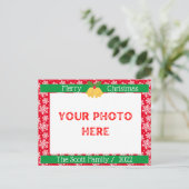 Frohe Weihnachten Weiße Schnee Familie Foto Red Postkarte (Stehend Vorderseite)