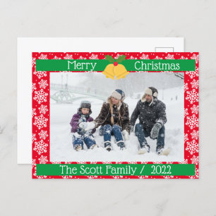 Frohe Weihnachten Weiße Schnee Familie Foto Red Postkarte