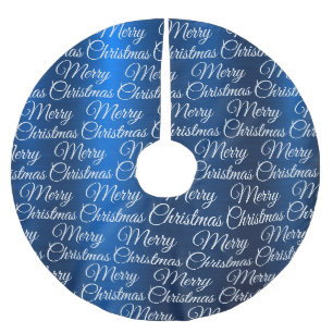 Frohe Weihnachten Weiße Schneeflocken Marineblau Polyester Weihnachtsbaumdecke