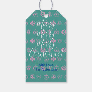 Frohe Weihnachten, weiße Schrift, Name der Heilige Geschenkanhänger