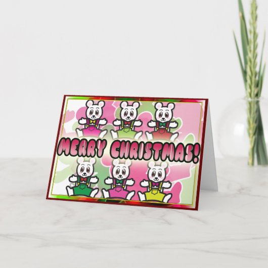 Frohe Weihnachten! - Weiße Teddybär-Karte Feiertagskarte (Vorderseite)