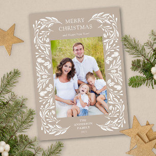 Frohe Weihnachten Weiße Wintergrün-Foto