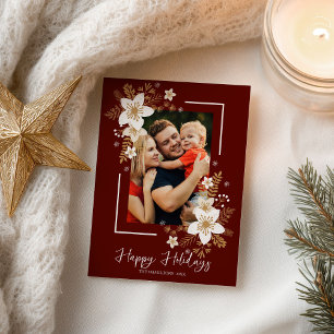 Frohe Weihnachten Weißer Blumenurlaub Foto Postkarte