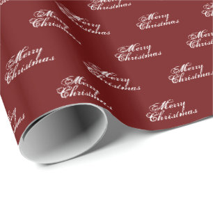 Frohe Weihnachten weißer Burgunderwein maroon Schr Geschenkpapier