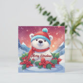 Frohe Weihnachten Weißer Eisbär (Stehend Vorderseite)