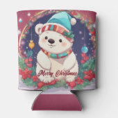 Frohe Weihnachten Weißer Eisbär Dosenkühler (Rückseite)