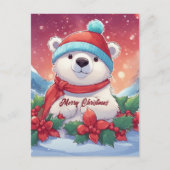 Frohe Weihnachten Weißer Eisbär Postkarte (Vorderseite)