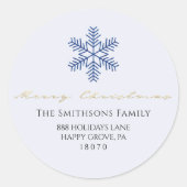 Frohe Weihnachten Weißer Navy Grau UAWG Snowflakes Runder Aufkleber (Vorderseite)