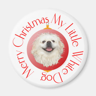Frohe Weihnachten Weißer Pekinese Magnet