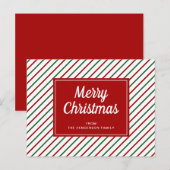 Frohe Weihnachten Weißer Rot Streifen Postkarte (Vorne/Hinten)