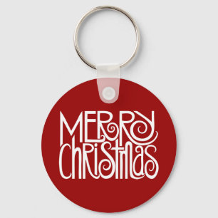 Frohe Weihnachten Weißer Schlüsselanhänger