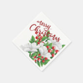 Frohe Weihnachten Weißes Grün Wasserfarben Blüte Serviette (Ecke)