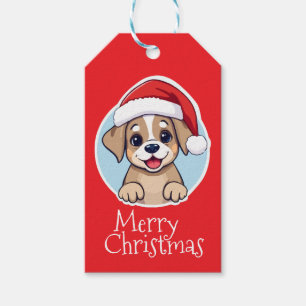 Frohe Weihnachten Welpe Geschenkanhänger