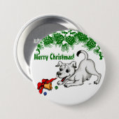 Frohe Weihnachten! Welpe mit Bell und Ball Button (Vorne & Hinten)
