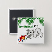 Frohe Weihnachten! Welpe mit Bell und Ball Button (Vorne & Hinten)