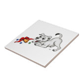 Frohe Weihnachten! Welpe mit Bell und Ball Fliese (Seite)