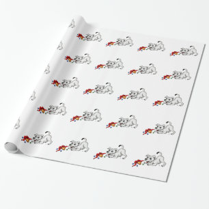 Frohe Weihnachten! Welpe mit Bell und Ball Geschenkpapier