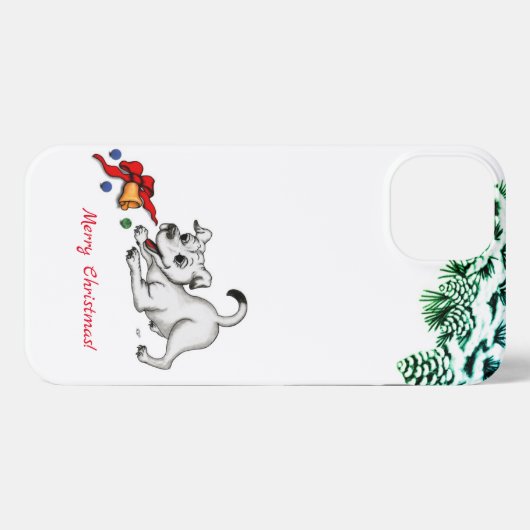 Frohe Weihnachten! Welpe mit Bell und Ball iPhone Hülle (Rückseite (Horizontal))