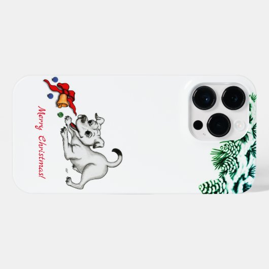 Frohe Weihnachten! Welpe mit Bell und Ball iPhone Hülle (Rückseite (Horizontal))