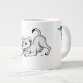 Frohe Weihnachten! Welpe mit Bell und Ball Jumbo-Tasse (Vorderseite Rechts)