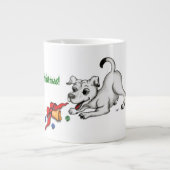 Frohe Weihnachten! Welpe mit Bell und Ball Jumbo-Tasse (Vorderseite)