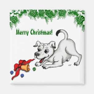 Frohe Weihnachten! Welpe mit Bell und Ball Magnet
